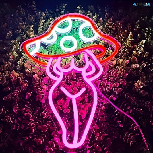 MushroomMuse | Kunstnerisk Neon Kvindelampe