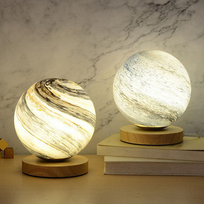 StellarGlow | Marmor Mønster Planeet Lamp