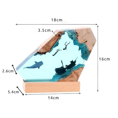 OceanDepth bordlampe | Epoxy LED-lampe med dykkerdesign