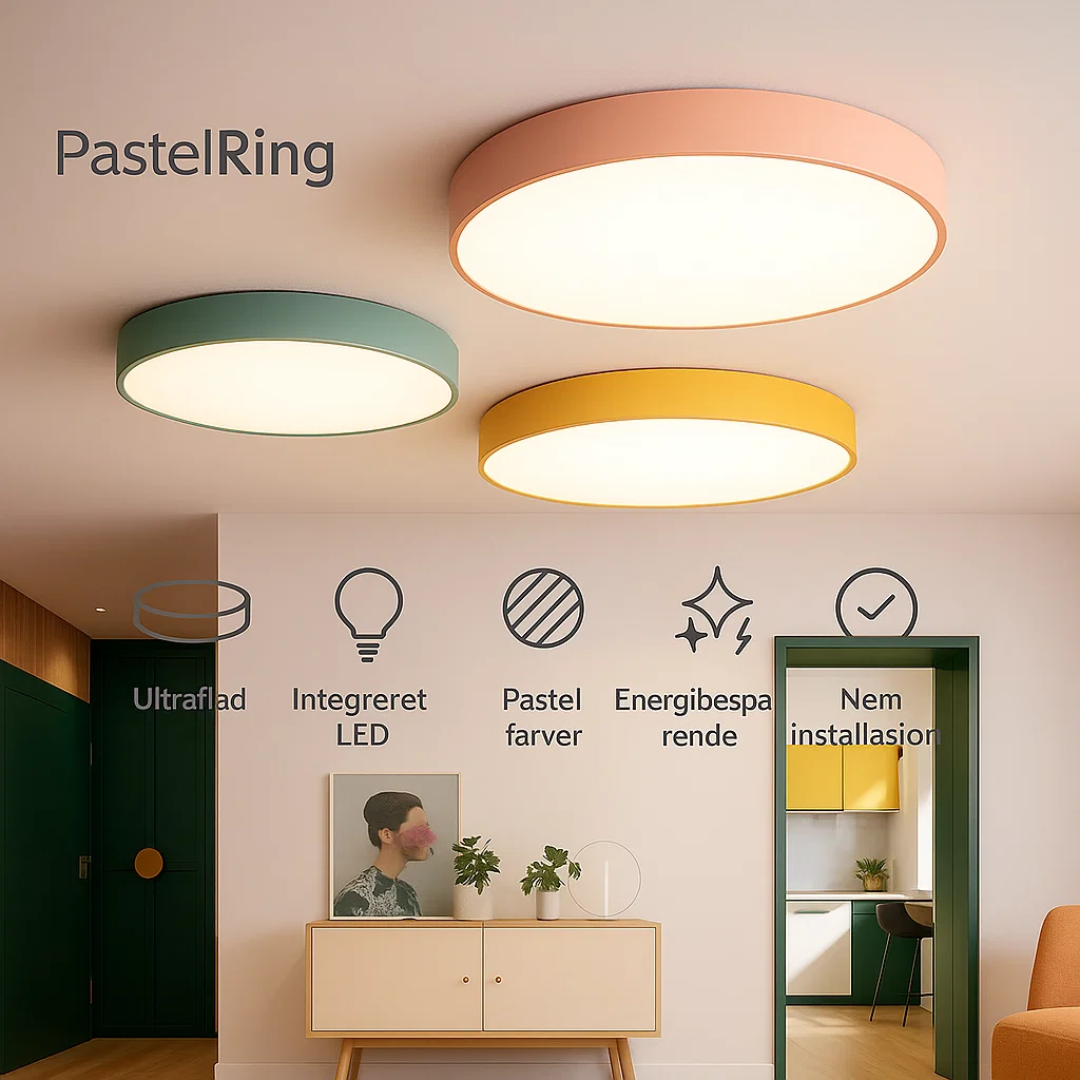 PastelRing | Rund Ultra-Flad LED Loftlampe til Moderne Indendørs Belysning