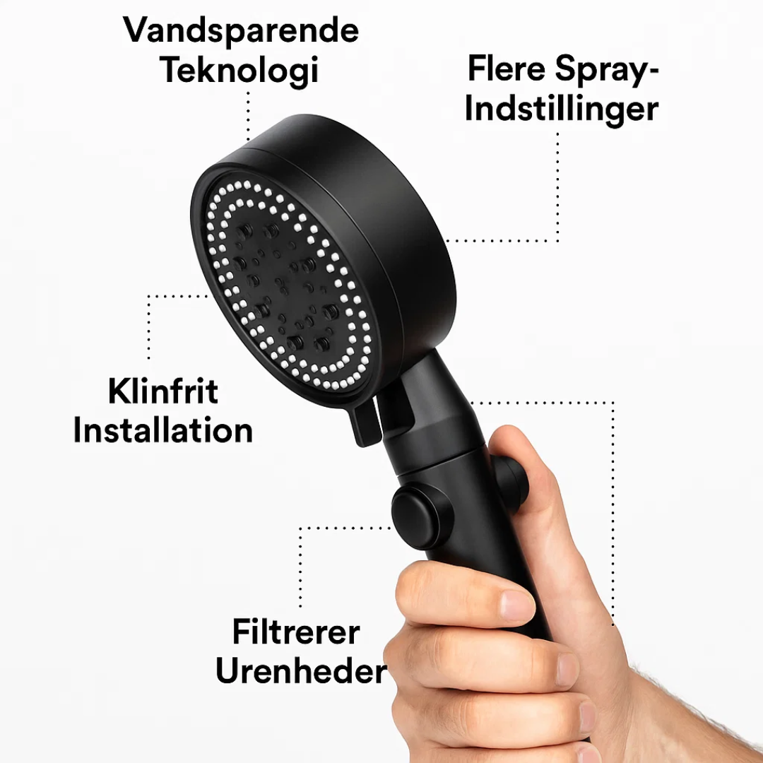 HydroFlow | Spa-brusehoved med vandbesparelse og justerbare funktioner