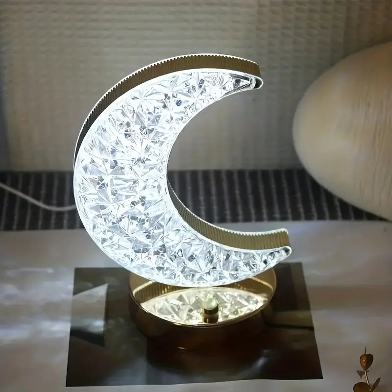 LuxeGlow™ | Elegant og Bærbar Crystal Moon-Bordlampe