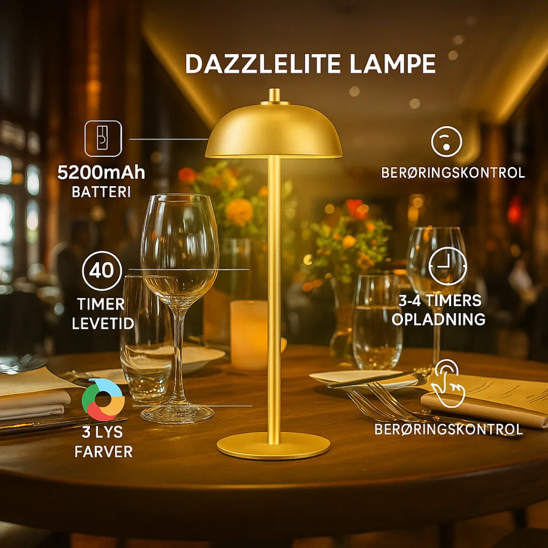 DazzleLite | Trådløs & Berøringskontrolleret Bordlampe