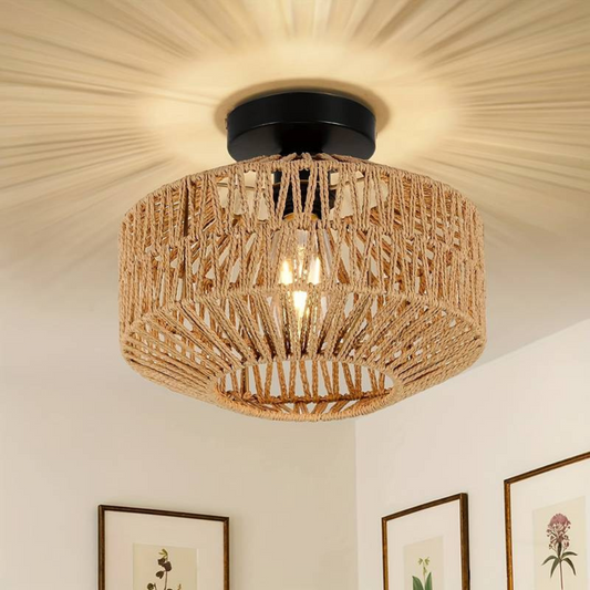 TextileTwinkle | Stilfuld Rattan Loftlampe