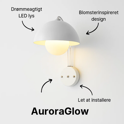 AuroraGlow | LED Mushroom Væglampe med Blomsterknopdesign og Nem Installation
