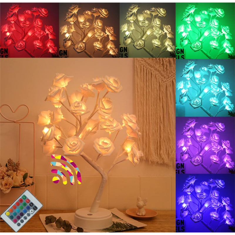 BlossomAura | Flerfarvede LED Roser