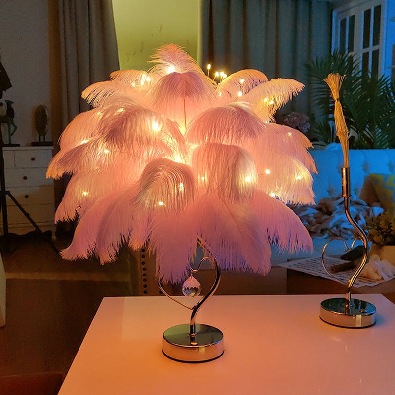 FeatherLite | Krystal Fjerbordlampe