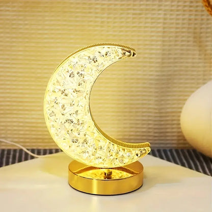 LuxeGlow™ | Elegant og Bærbar Crystal Moon-Bordlampe