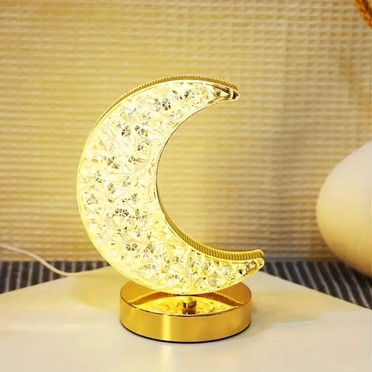 LuxeGlow™ | Elegant og Bærbar Crystal Moon-Bordlampe