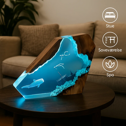 OceanDepth bordlampe | Epoxy LED-lampe med dykkerdesign