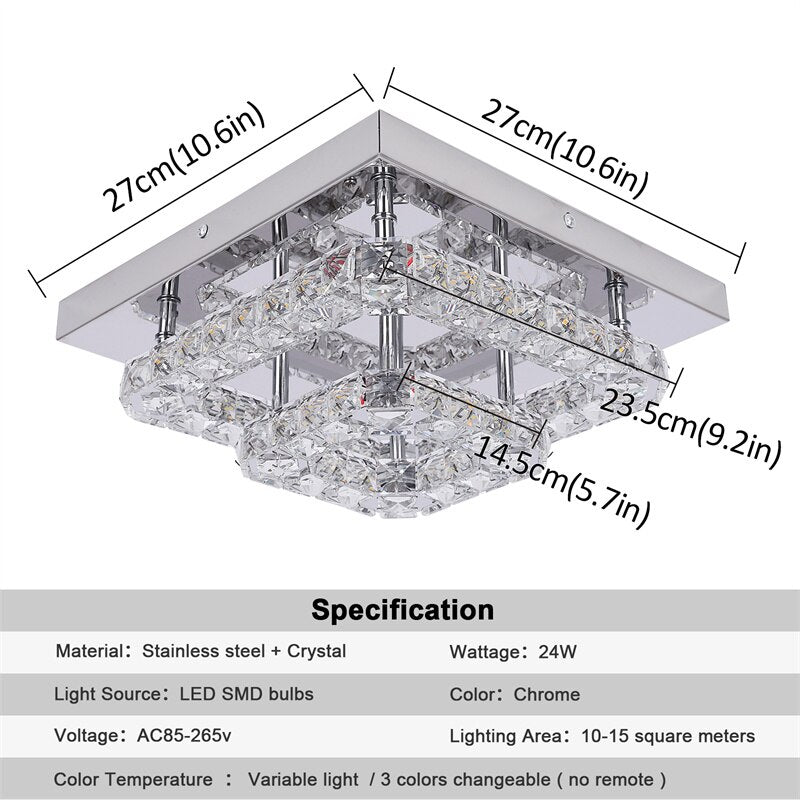 RadiantDrape | Funklende Krystal LED Loftlampe