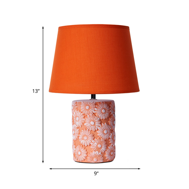 AmberFlora - Orange Blomstret Bordlampe