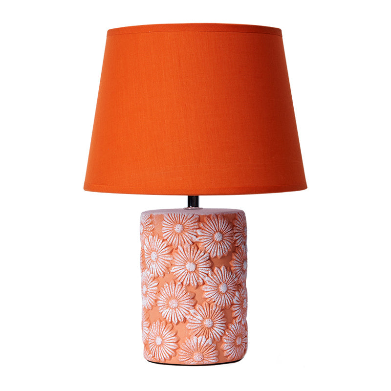 AmberFlora - Orange Blomstret Bordlampe