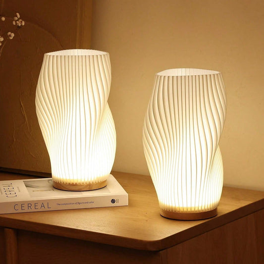 AuraWave | Dæmpbar bordlampe med USB og bølgeformet design