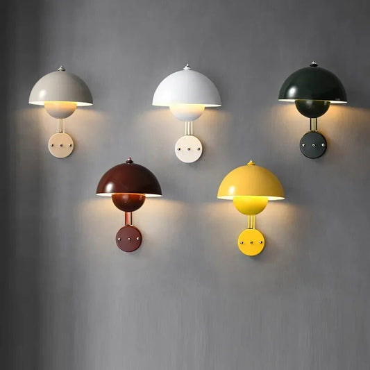 AuroraGlow | LED Mushroom Væglampe med Blomsterknopdesign og Nem Installation