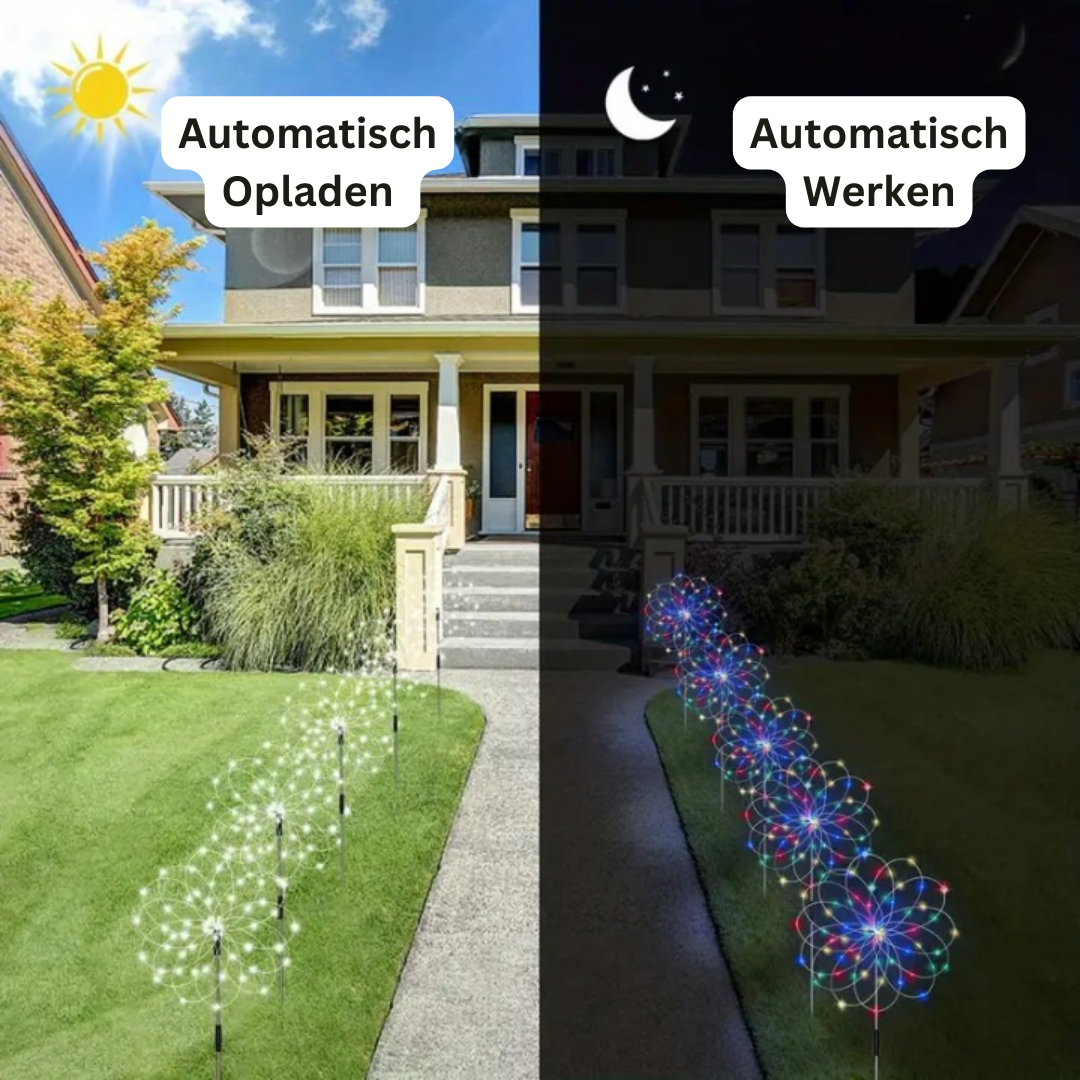 BloomLights | Solcelledrevet udendørslampe med dekorativt fyrværkeridesign