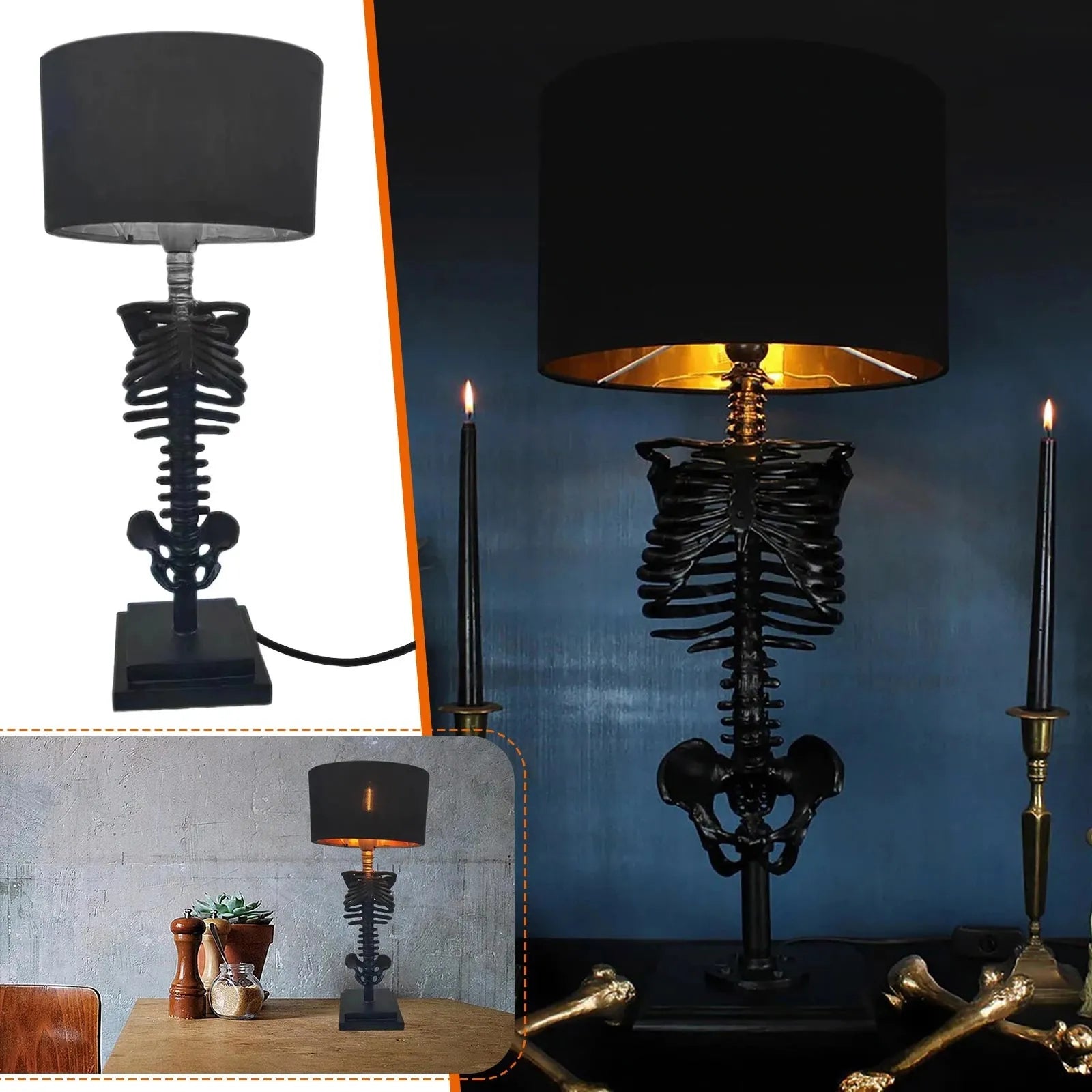 BoneGlow | Vintage Skelet Bordlampe