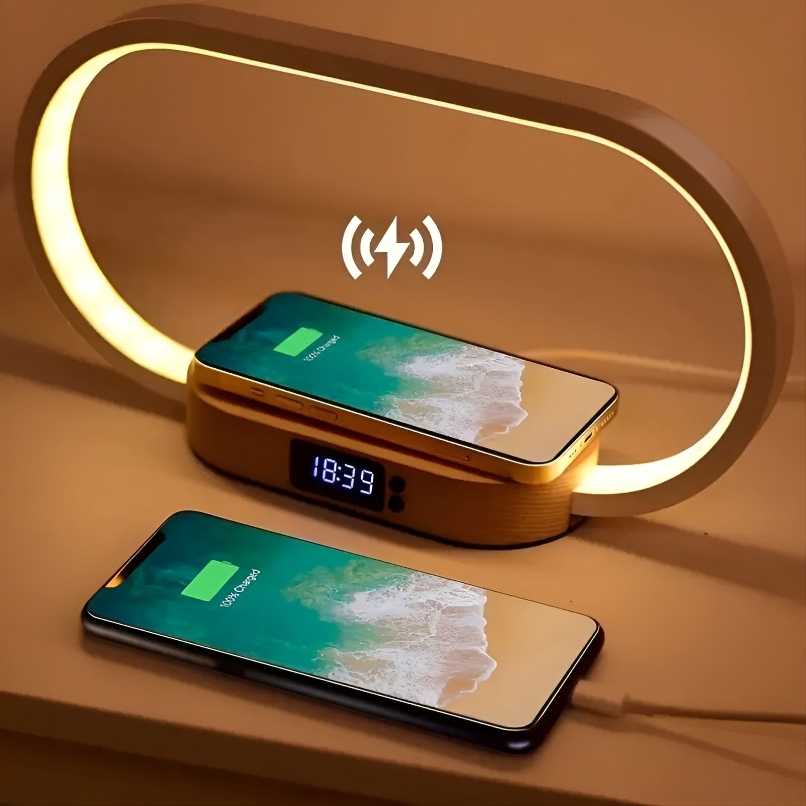 CrescentCharge | Chic Lampe med Trådløs Opladning