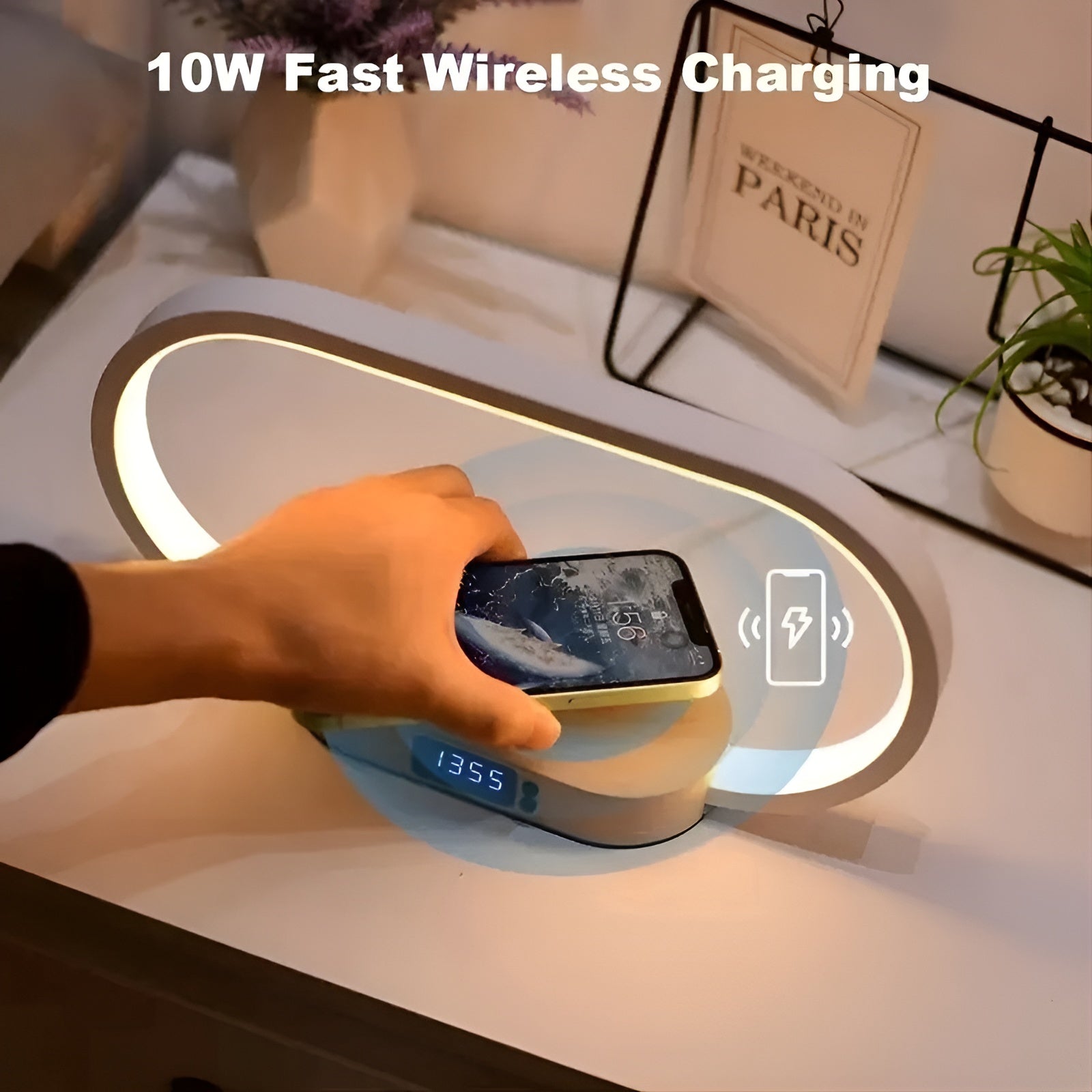 CrescentCharge | Chic Lampe med Trådløs Opladning