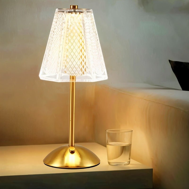 CrystalBloom | Strålende Gylden Bordlampe