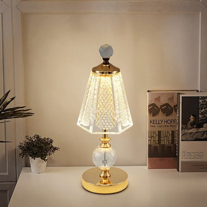 CrystalBloom | Strålende Gylden Bordlampe