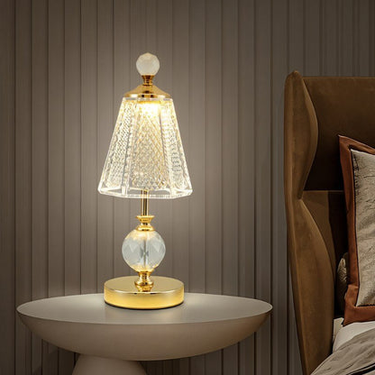 CrystalBloom | Strålende Gylden Bordlampe