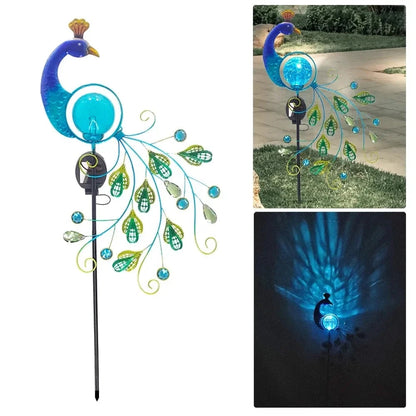 PeacockGlow | Påfugl Solcelle Havelampe