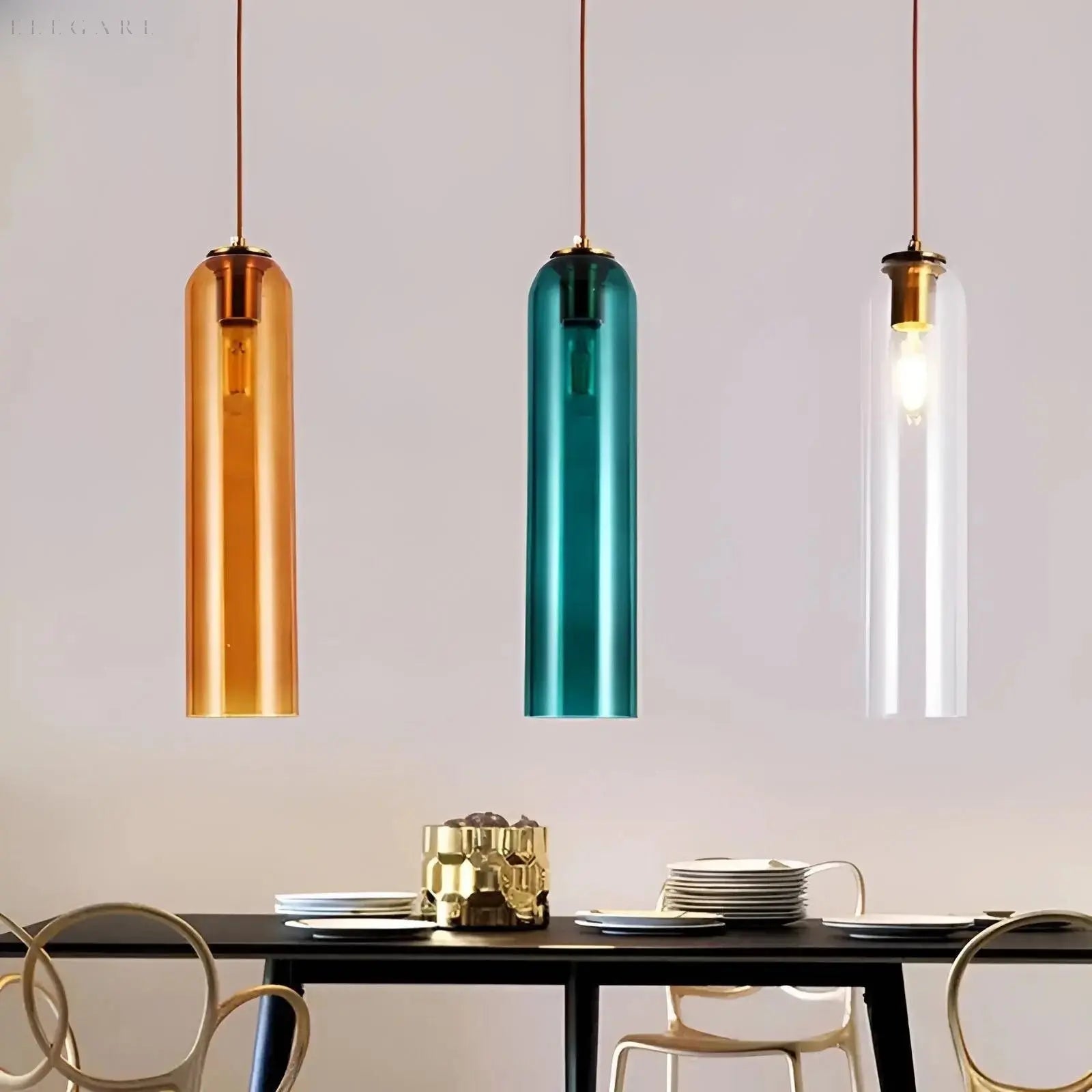 GlassBliss | Elegant Glas & Metal Hængelampe