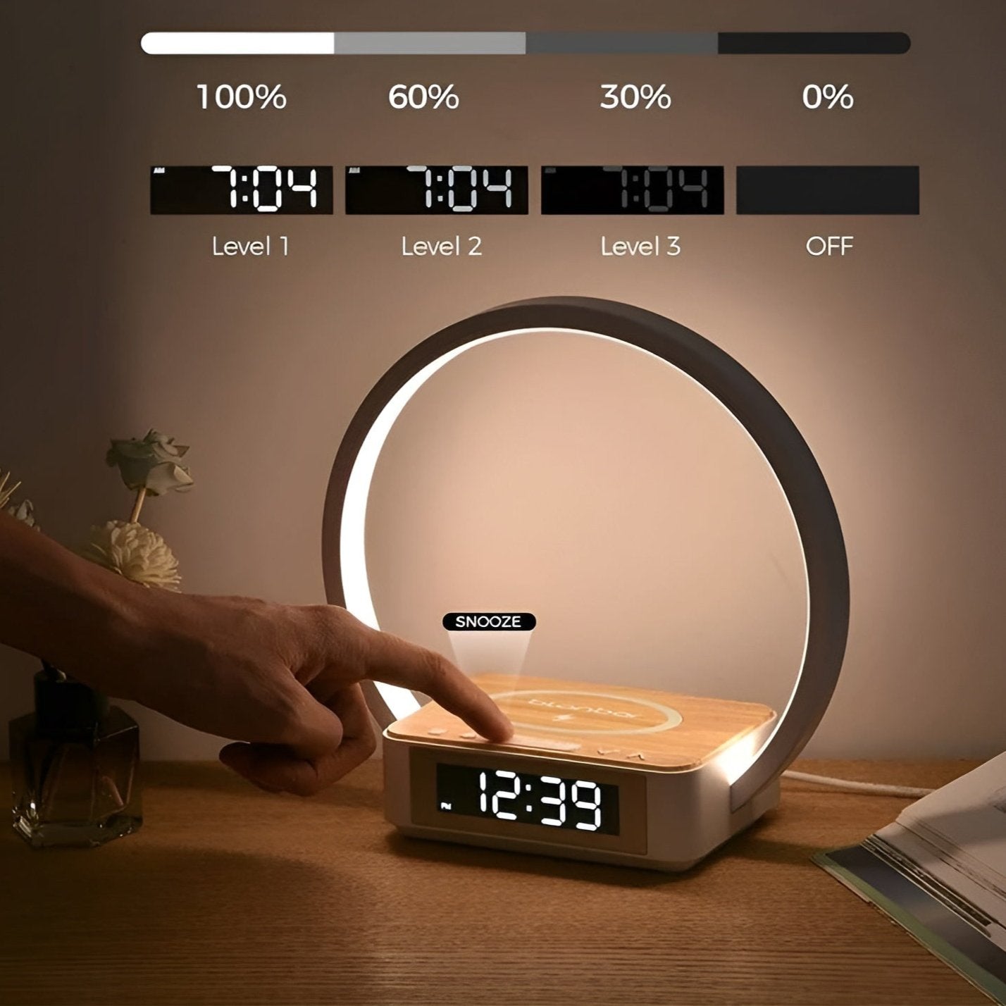 GlowCharge | Smart LED-lampe med Trådløs Opladning og Vækkeur