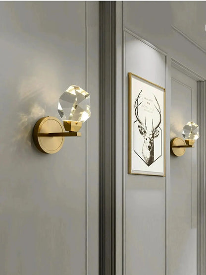 LuxeGem | Guldplateret Krystal Væglampe