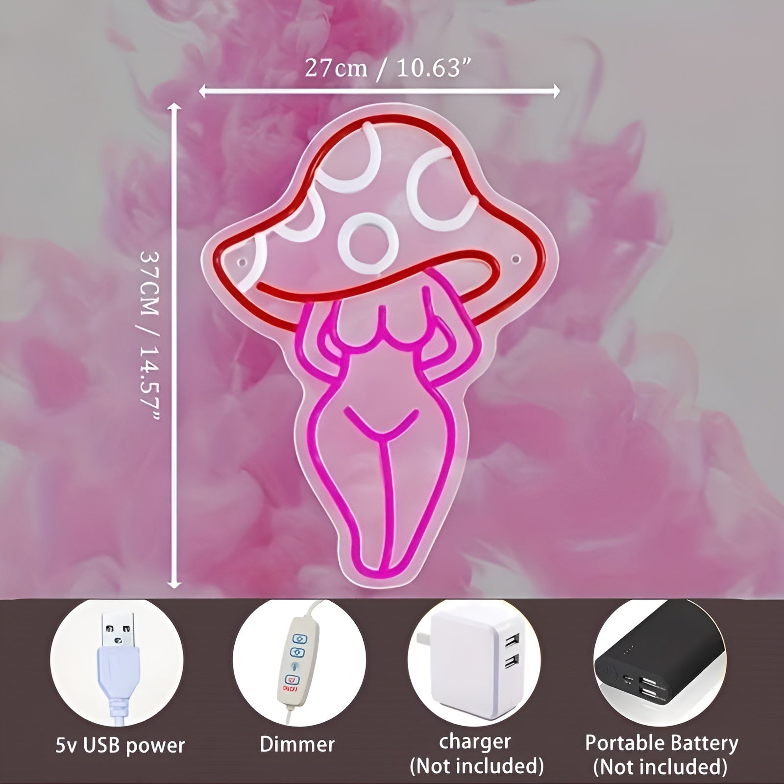 MushroomMuse | Kunstnerisk Neon Kvindelampe
