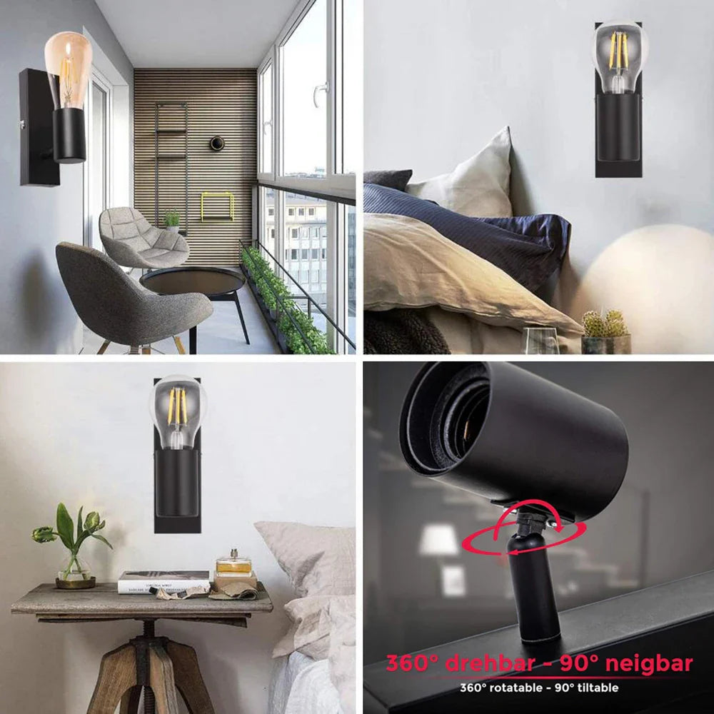 StepBright | Moderne Glas og Sort Væglampe