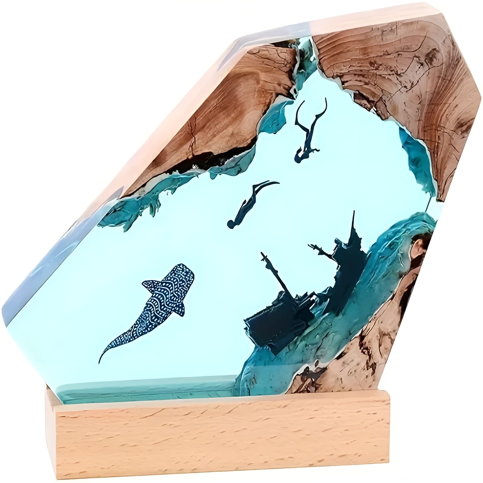 OceanDepth bordlampe | Epoxy LED-lampe med dykkerdesign