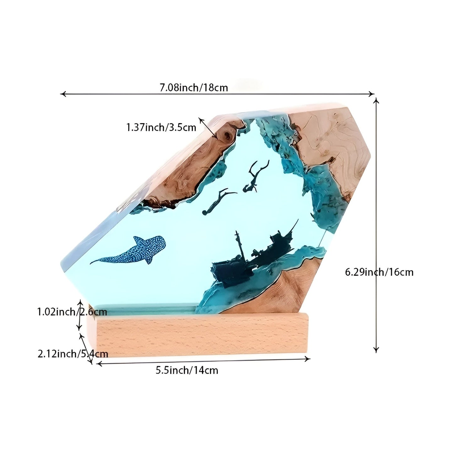 OceanDepth bordlampe | Epoxy LED-lampe med dykkerdesign