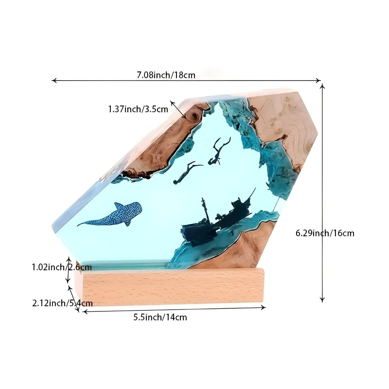 OceanDepth bordlampe | Epoxy LED-lampe med dykkerdesign
