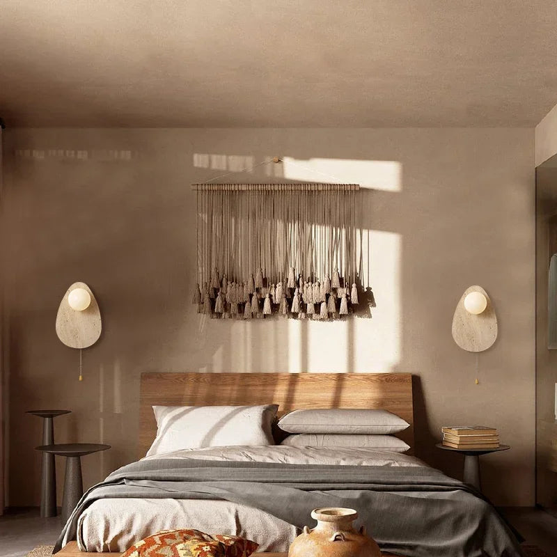 PendantGlow | Naturlig Stenvæglampe med Art Deco Flair