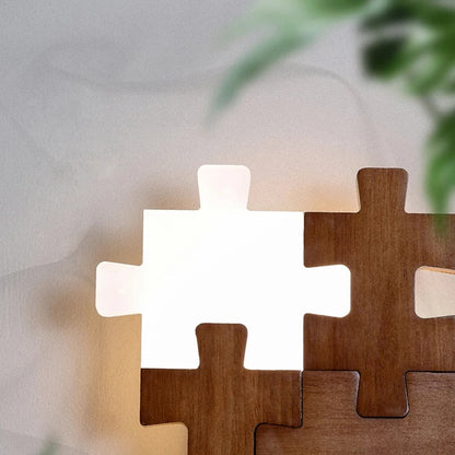 PuzzleLuxe | Moderne Trælampe med Justerbar Belysning