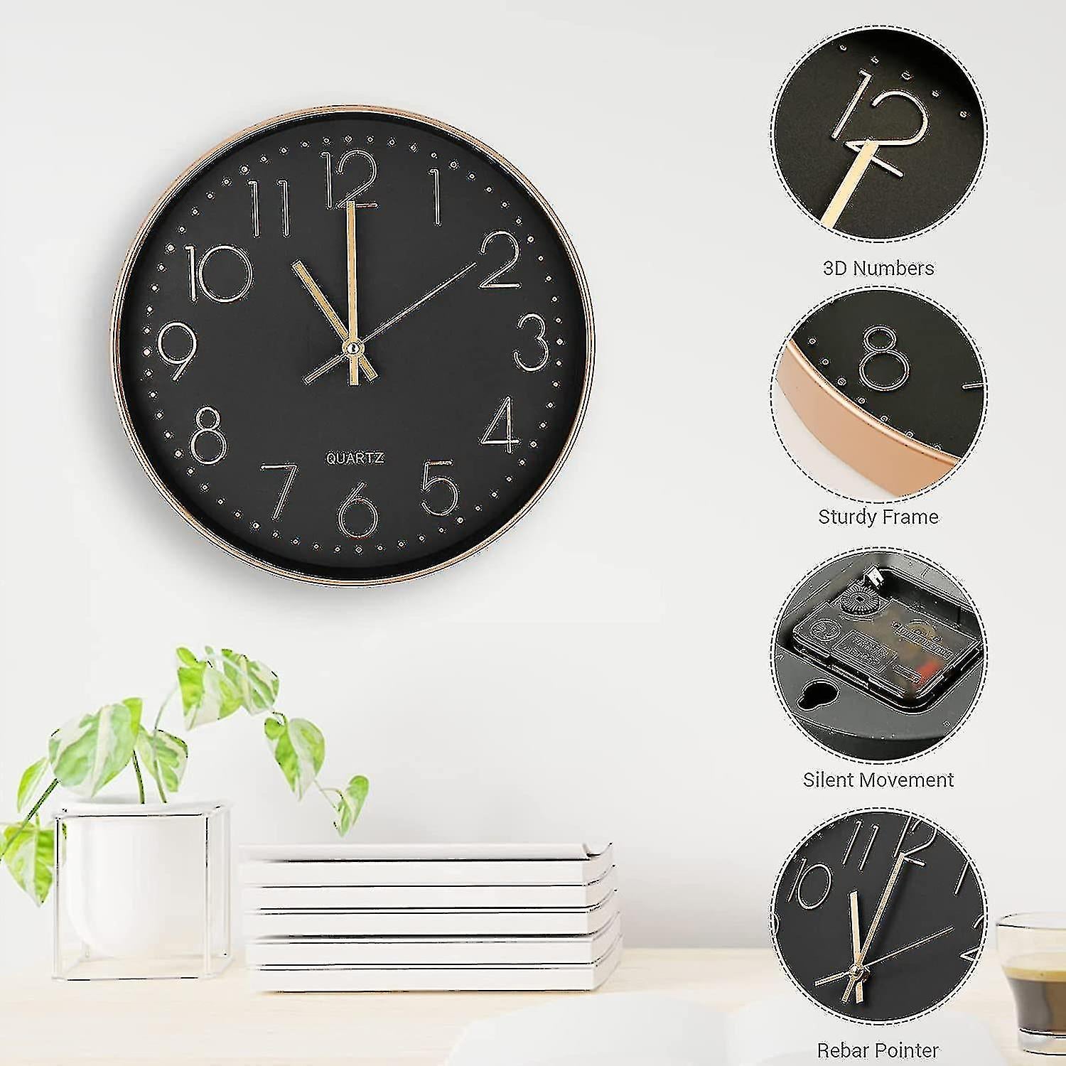 QuartzClock | Elegant Sort Væglampe