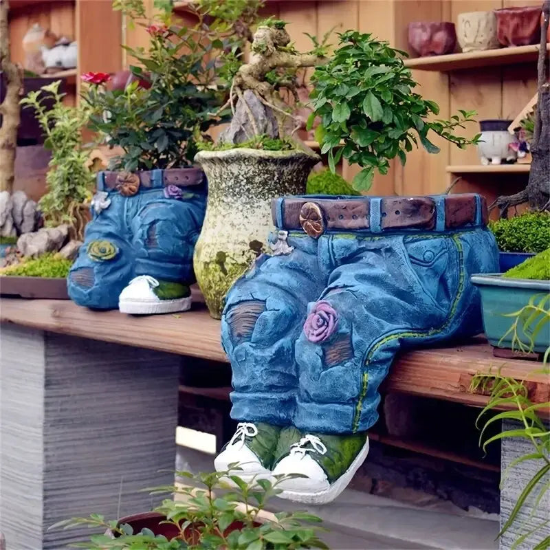 QuirkyJeans plantepotte | Sjov jeans blomsterpotte til hjem og have