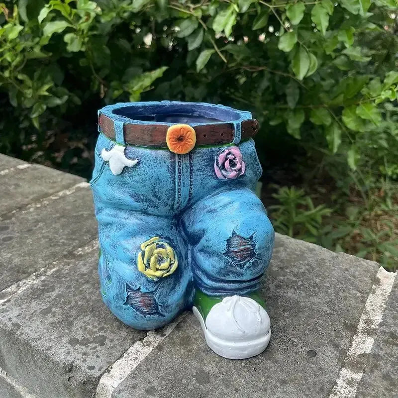 QuirkyJeans plantepotte | Sjov jeans blomsterpotte til hjem og have