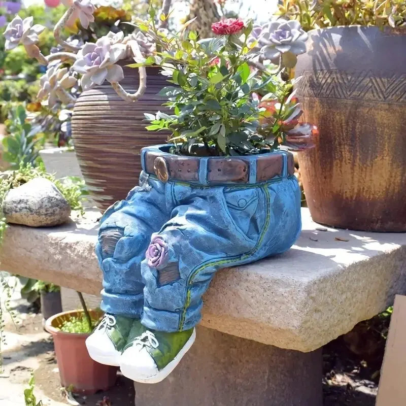 QuirkyJeans plantepotte | Sjov jeans blomsterpotte til hjem og have