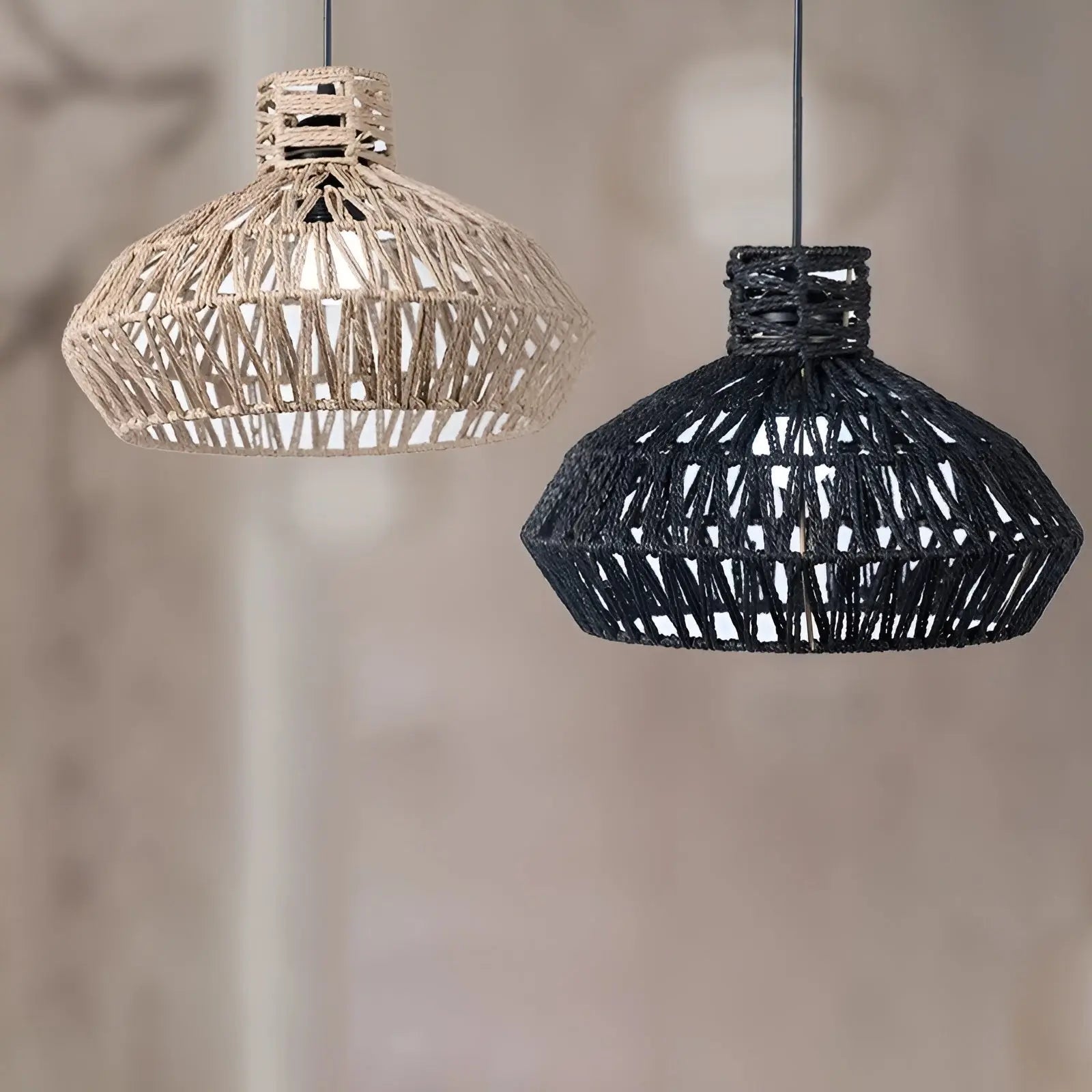 RattanGlow | Elegant Håndvævet Rotan Loftlampe