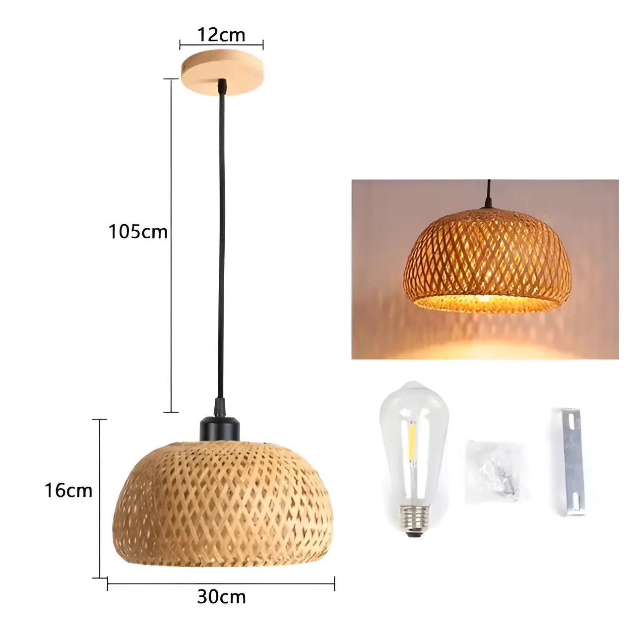 RattanShade | Naturlig Håndlavet Bambus Loftlampe