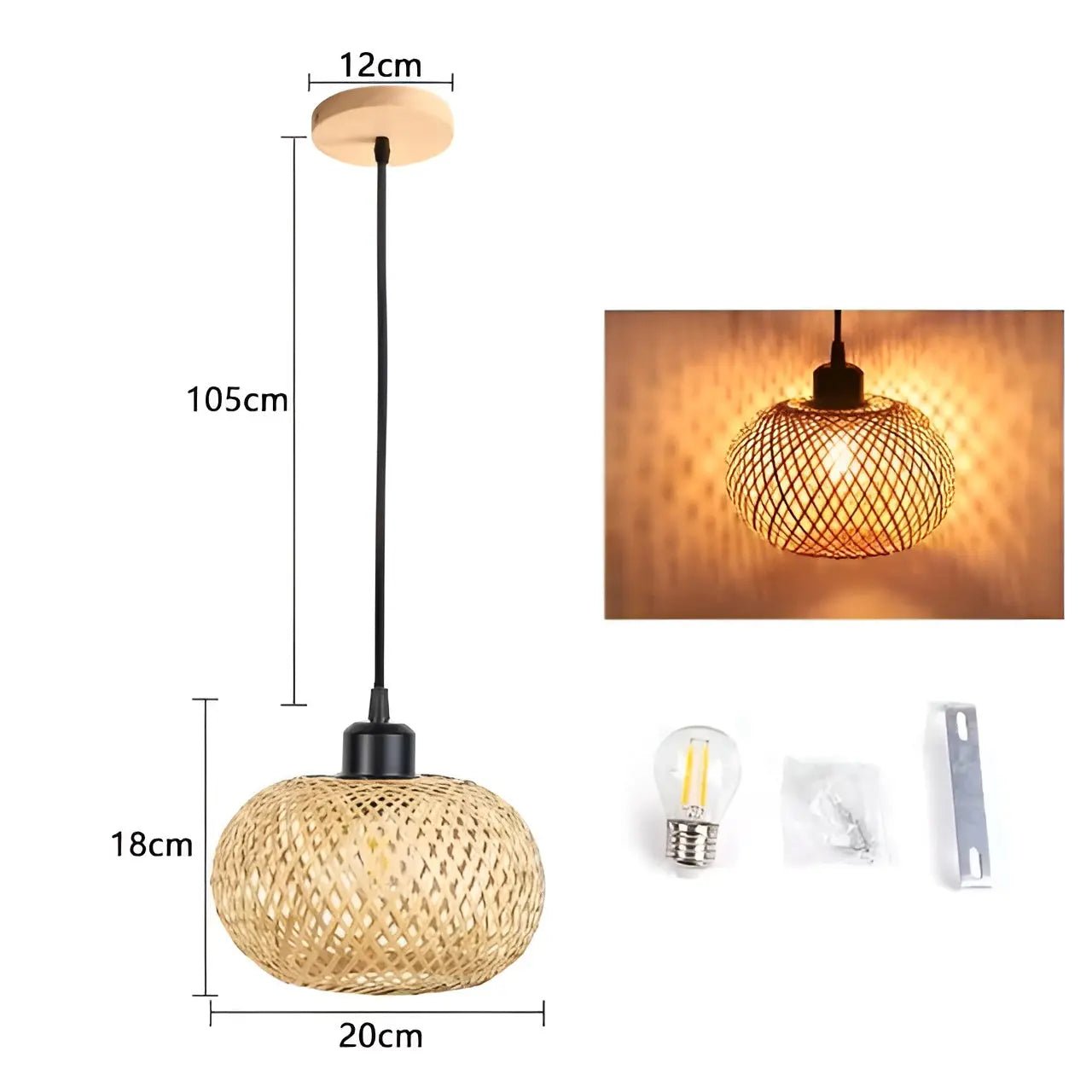 RattanShade | Naturlig Håndlavet Bambus Loftlampe