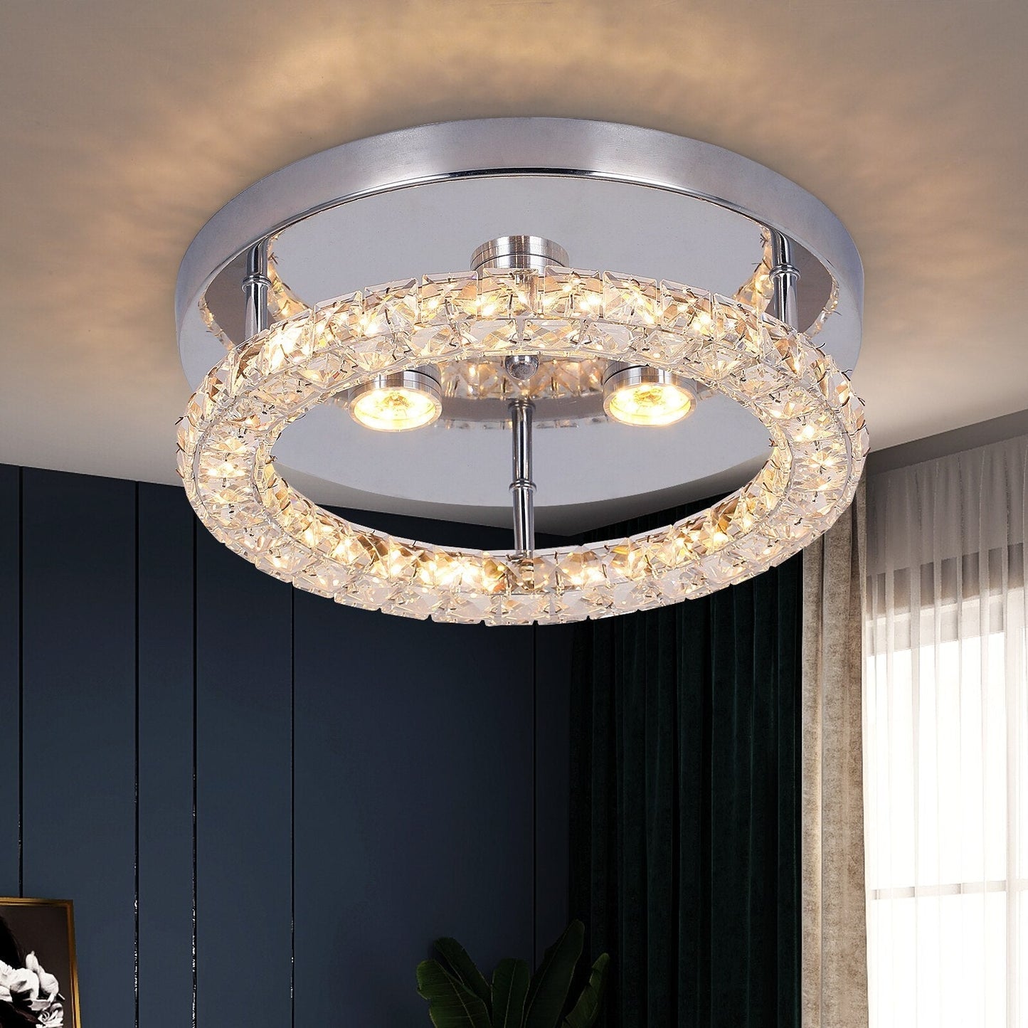 RadiantDrape | Funklende Krystal LED Loftlampe