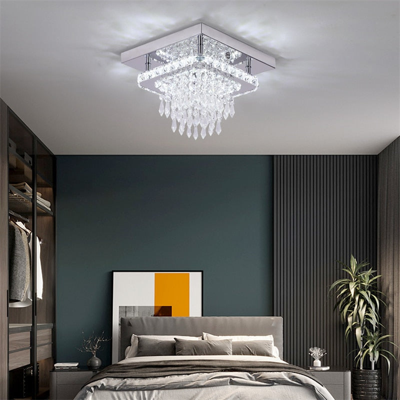 RadiantDrape | Funklende Krystal LED Loftlampe