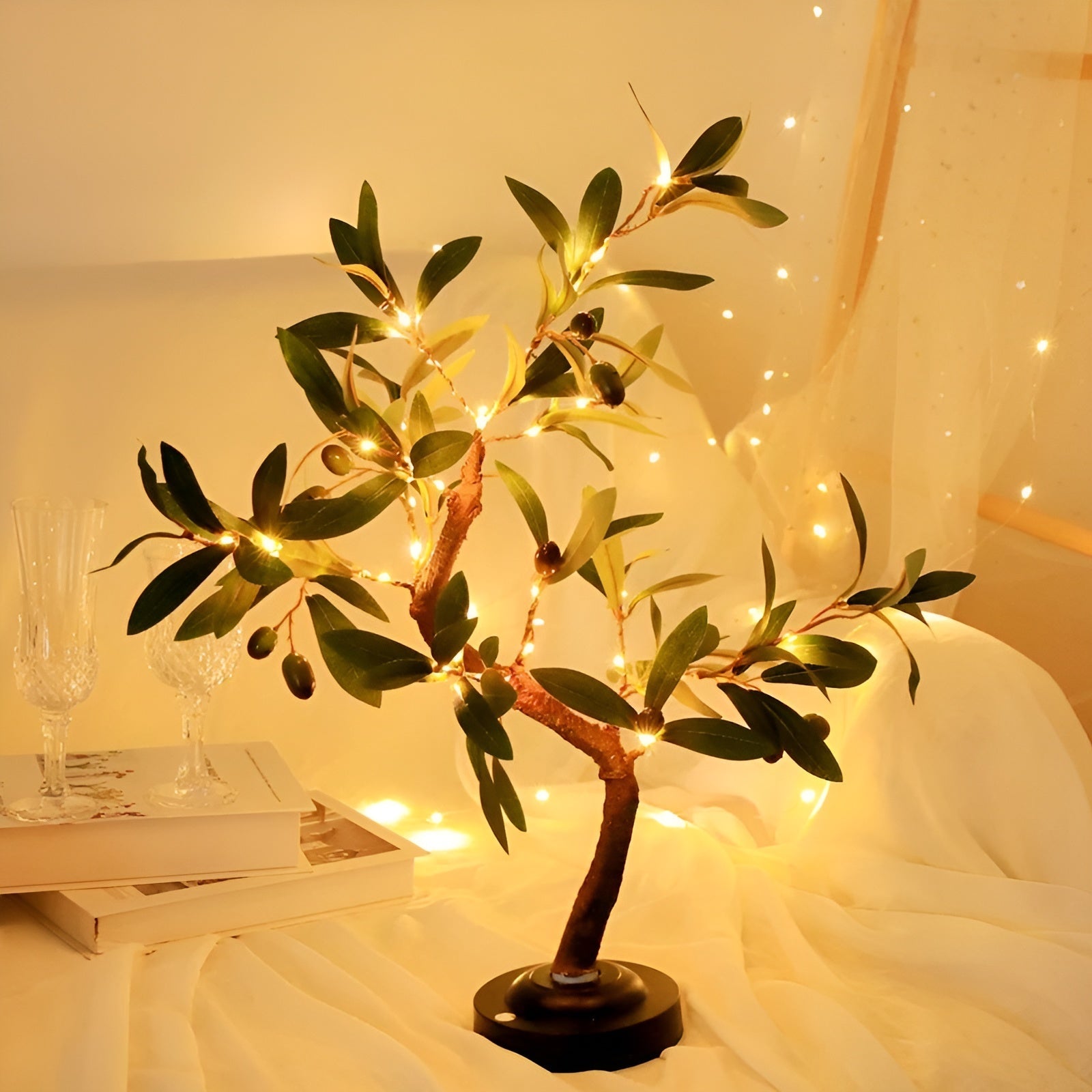 SereneSprout | Dekorativ LED Trælampe