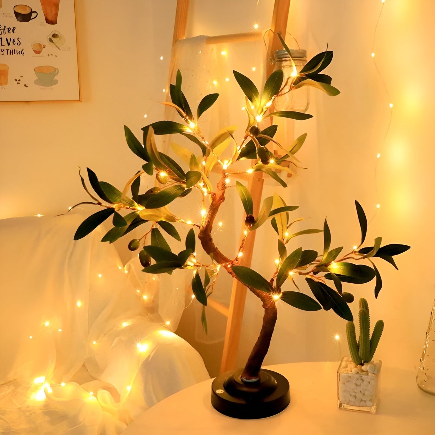 SereneSprout | Dekorativ LED Trælampe