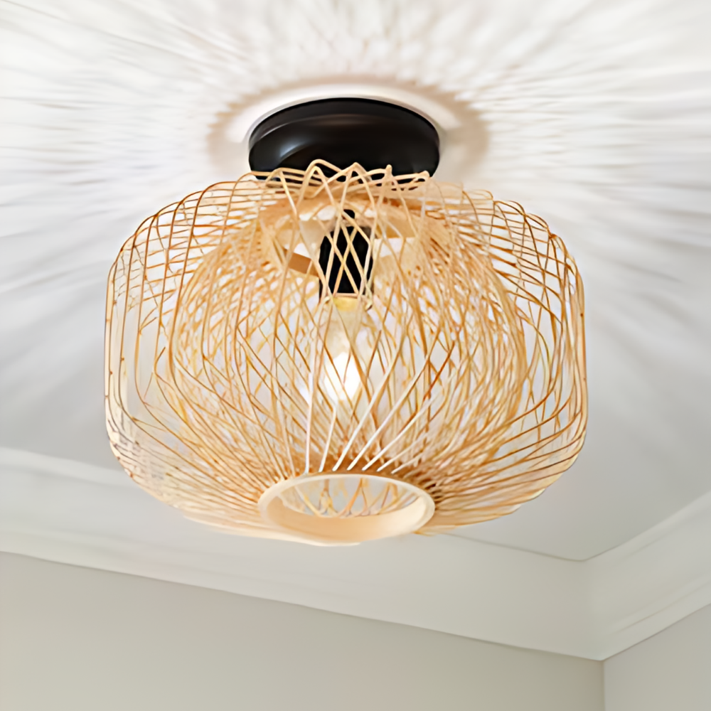 TextileTwinkle | Stilfuld Rattan Loftlampe
