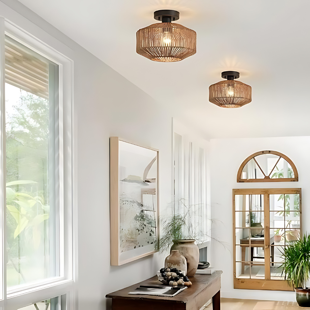TextileTwinkle | Stilfuld Rattan Loftlampe